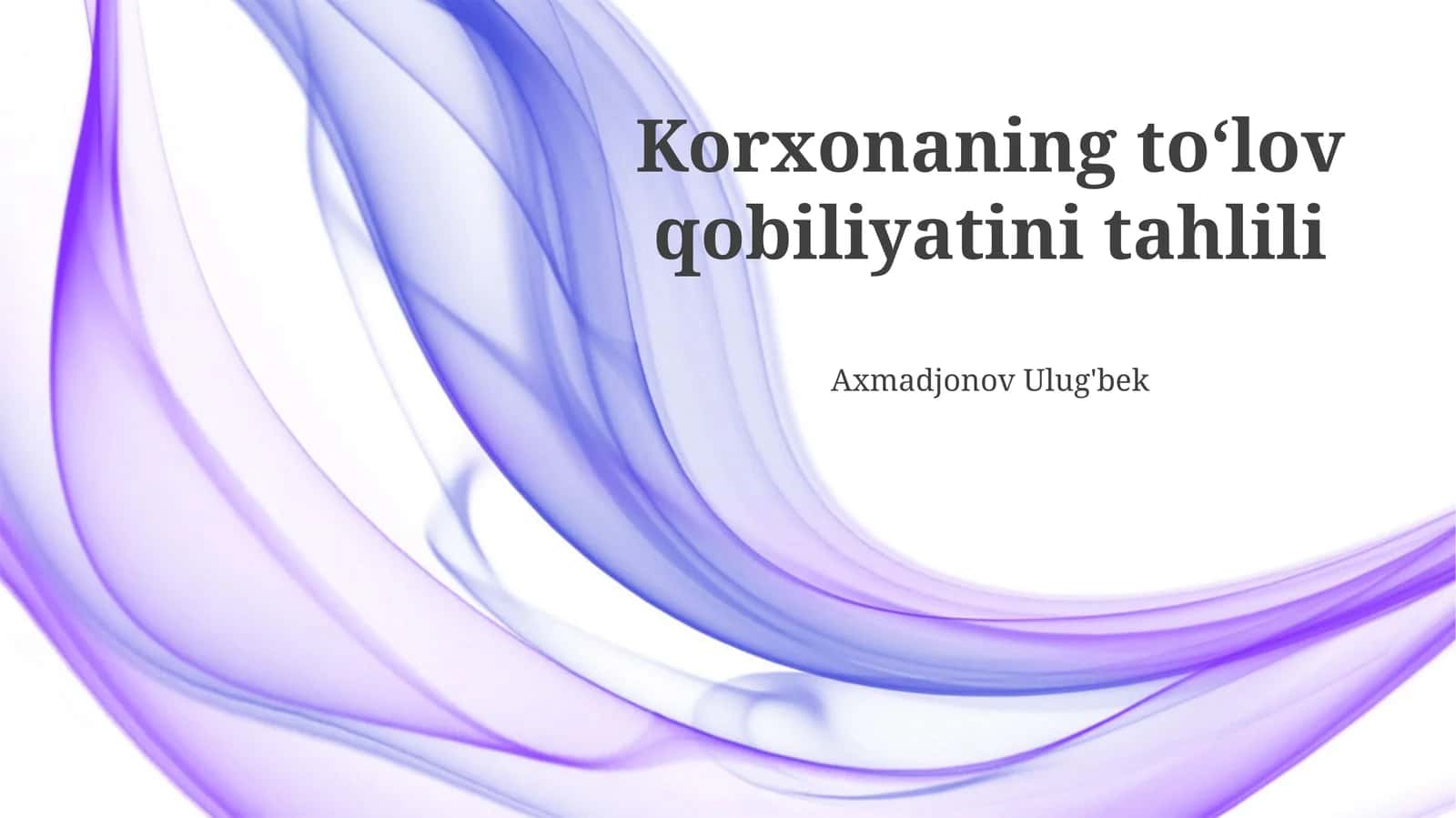 Korxonaning toʻlov qobiliyatini tahlili