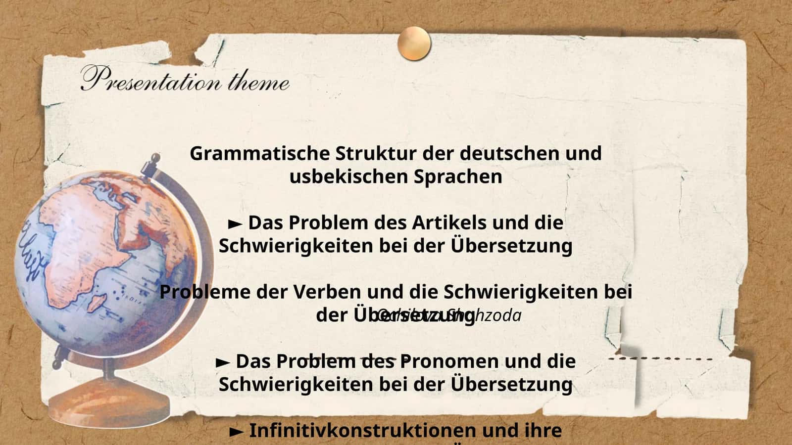 Grammatische Struktur der deutschen und usbekischen Sprachen