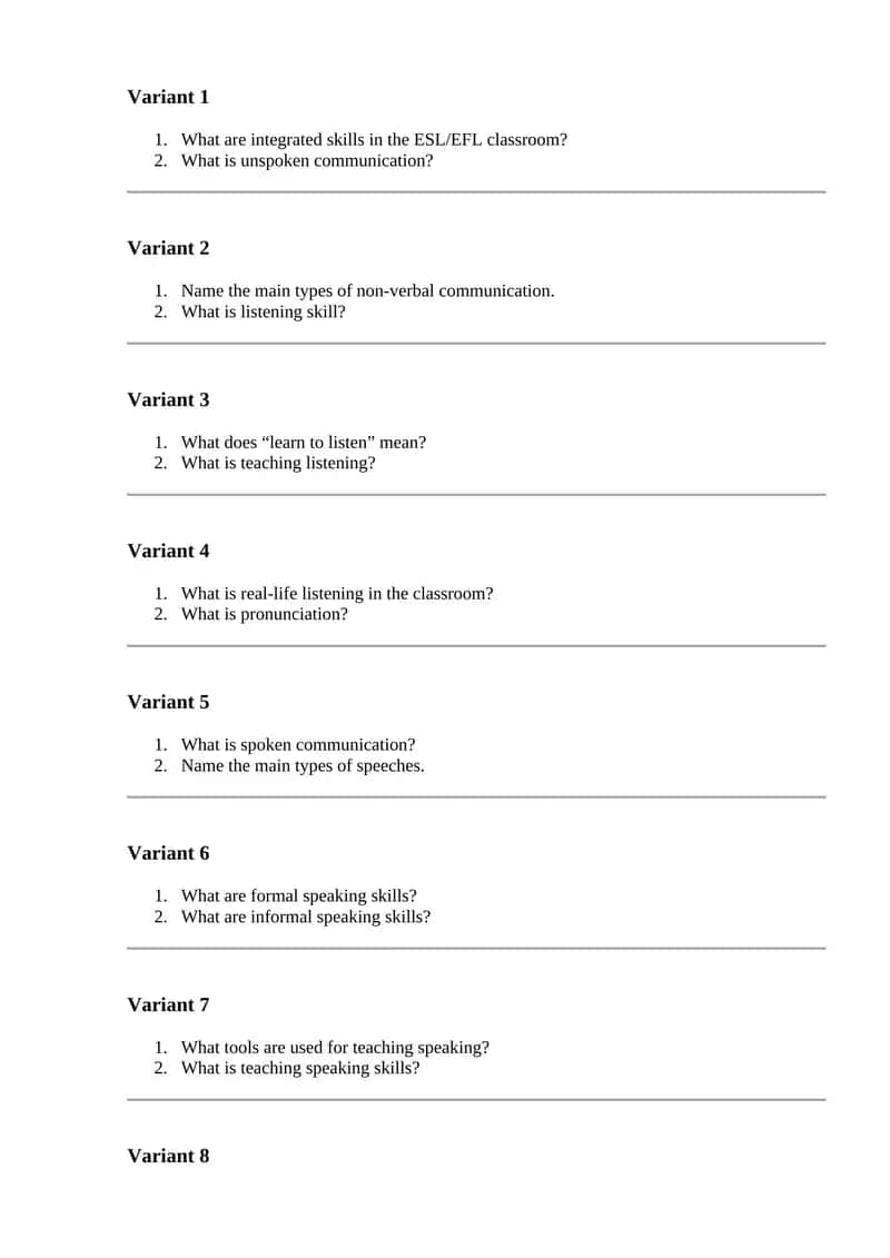Teaching Speaking Skills through tests
