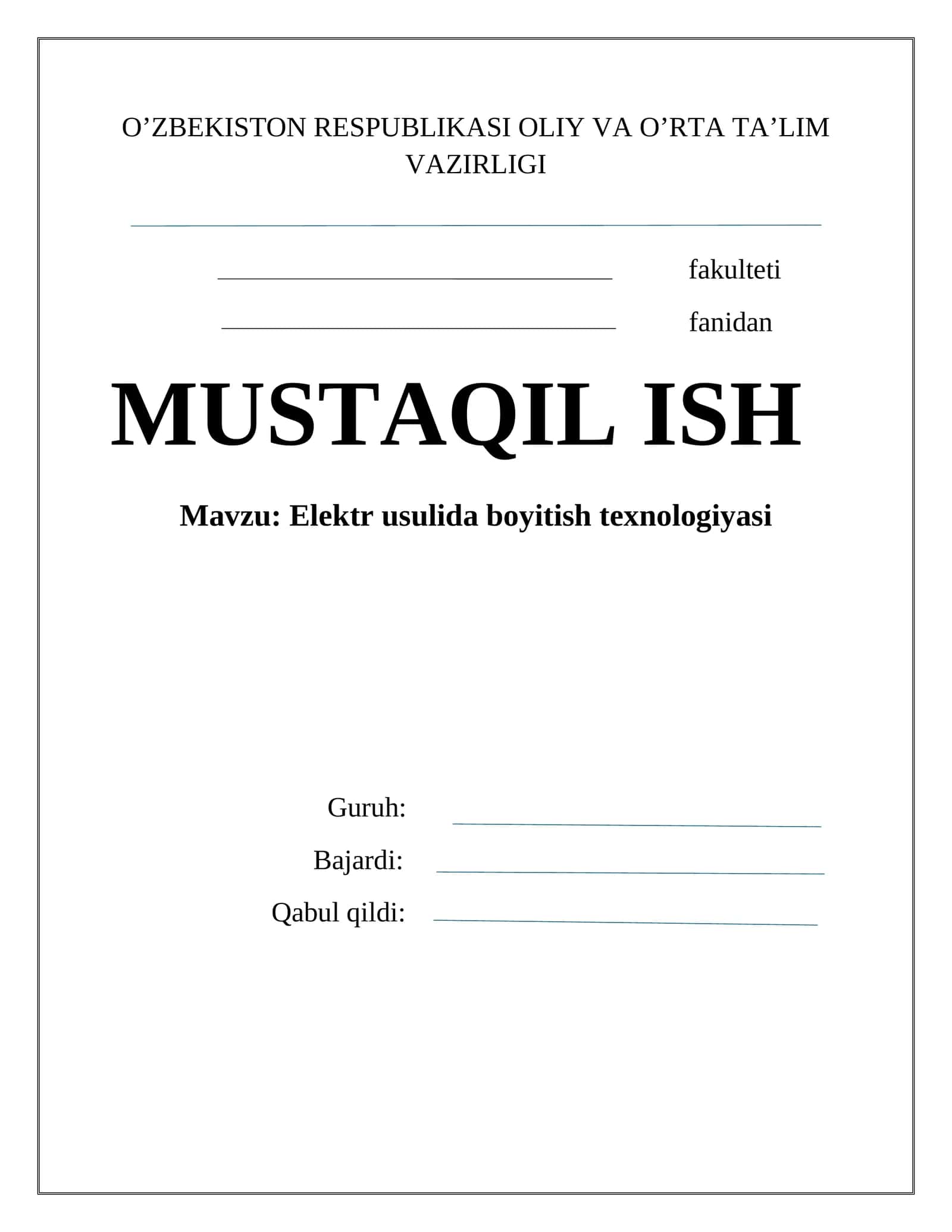 Elektr usulida boyitish texnologiyasi