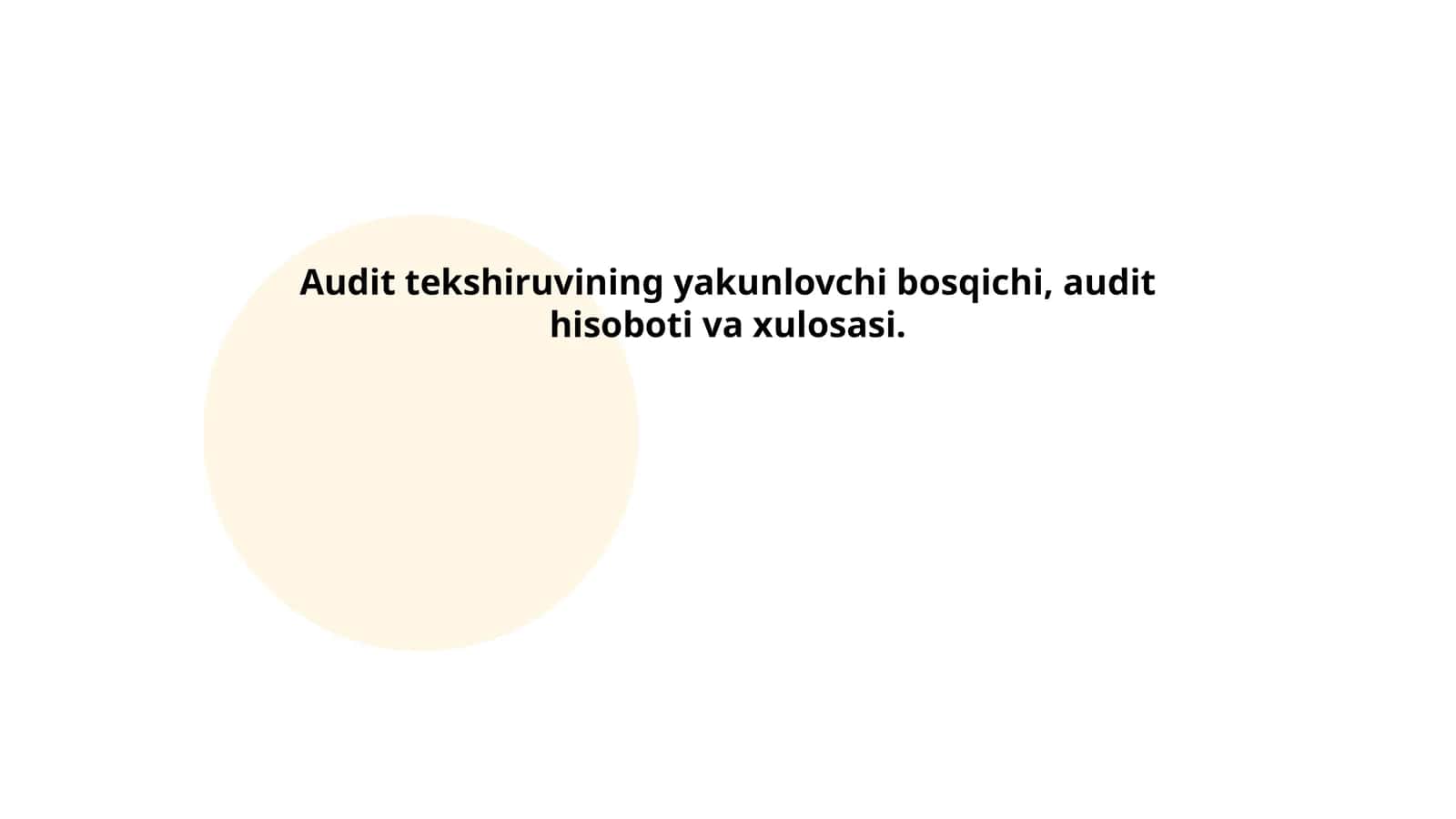 Audit tekshiruvining yakunlovchi bosqichi, audit hisoboti va xulosasi