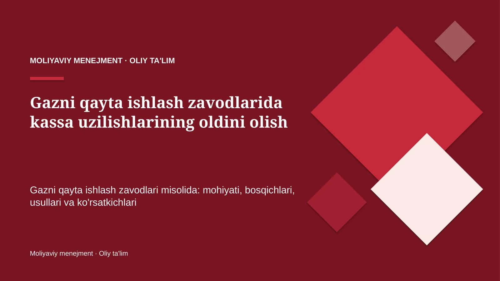 gazni qayta ishlash zavodlarida kassa uzilishlarining oldini olish 5562