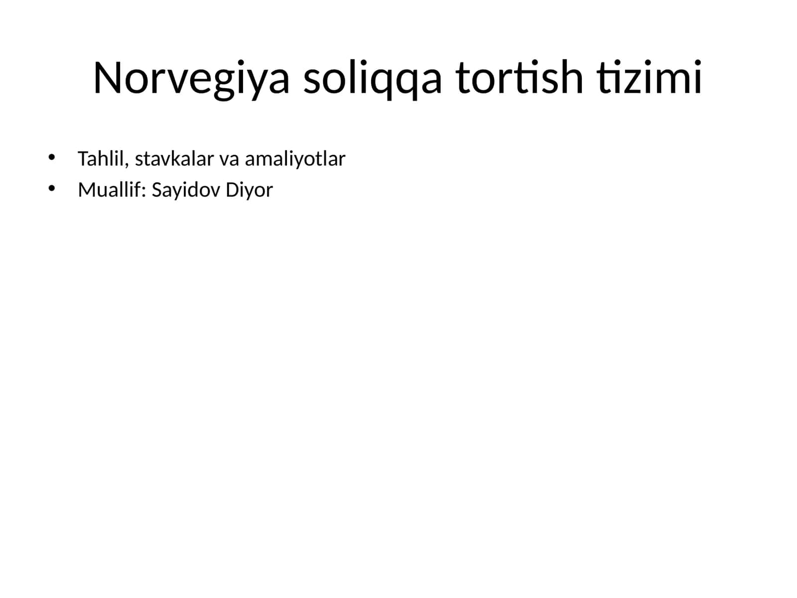 Norvegiya soliqqa tortish tizimi