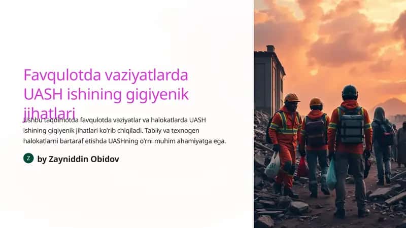 UASH ishining gigiyenik jihatlari