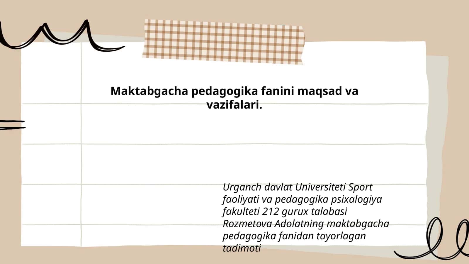 Maktabgacha pedagogika fanini maqsad va vazifalari