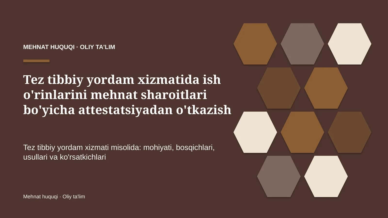 tez tibbiy yordam xizmatida ish o'rinlarini mehnat sharoitlari bo'yicha attestatsiyadan o'tkazish 4153