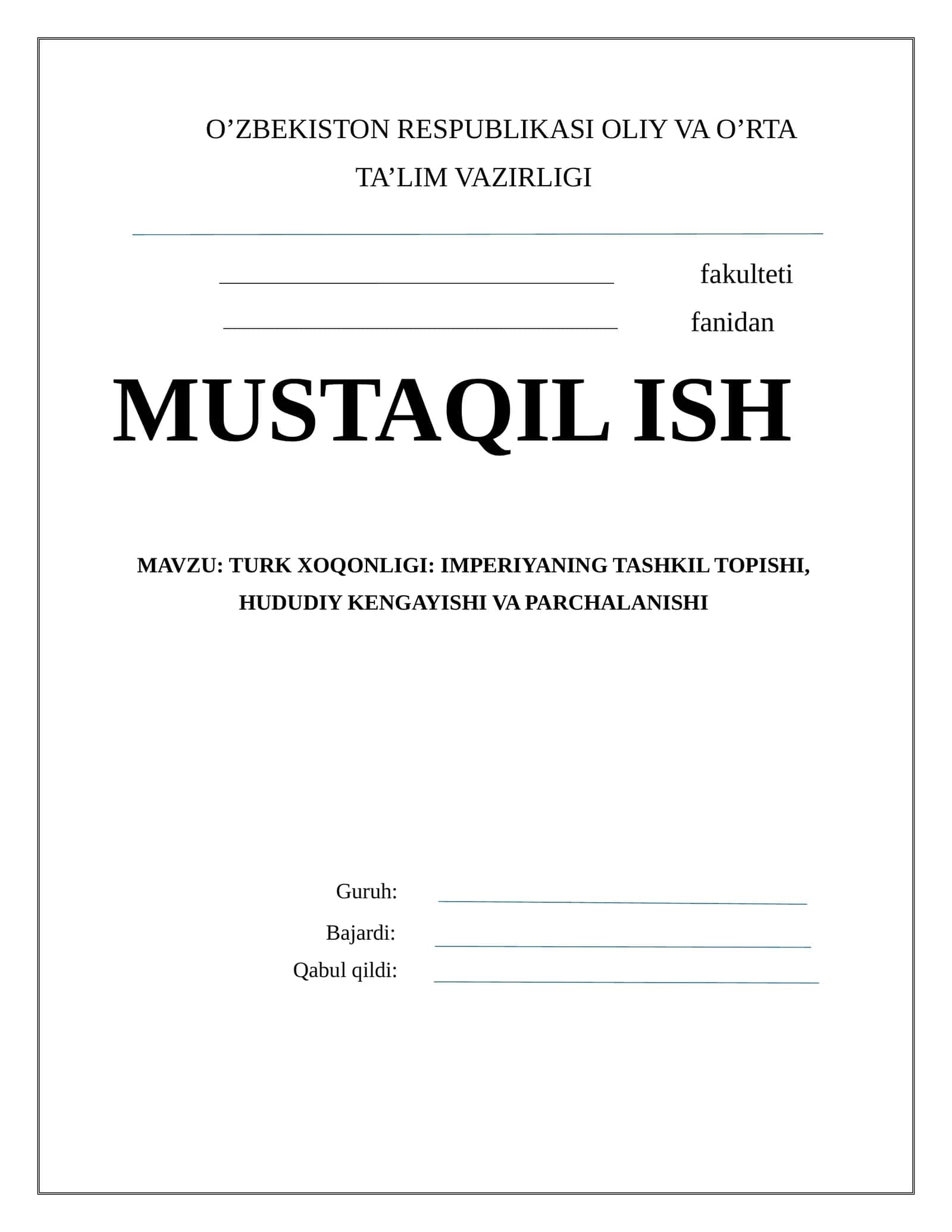 TURK XOQONLIGI: IMPERIYANING TASHKIL TOPISHI, HUDUDIY KENGAYISHI VA PARCHALANISHI