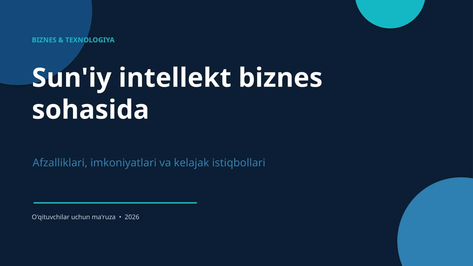 Sun'iy intellekt biznes sohasida