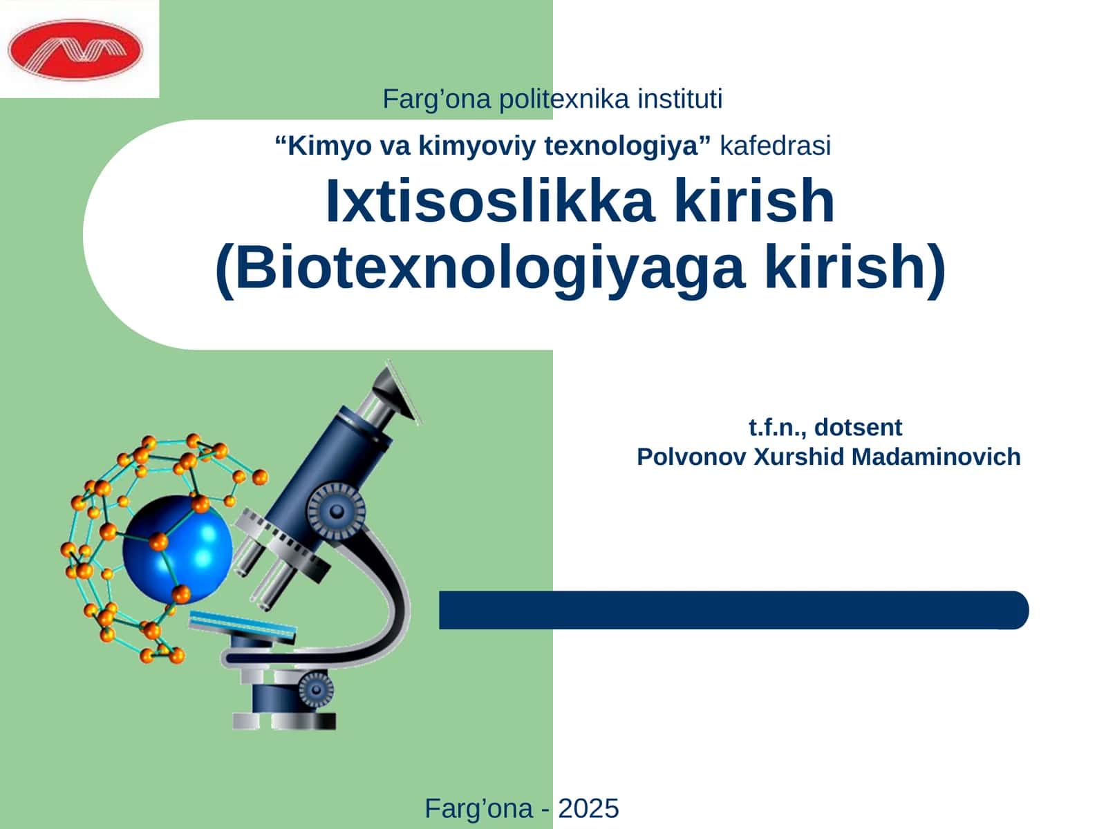 Biotexnologiyaga kirish