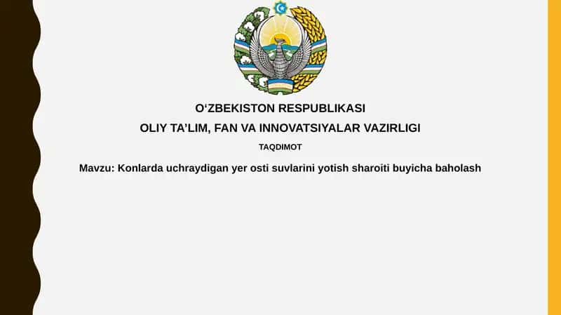Yer osti suvlarining sedimentlarda uchrash sharoitlarini baholash