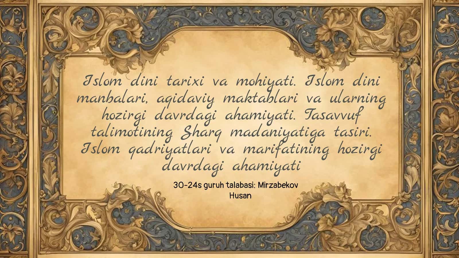 Islom dini tarixi va mohiyati
