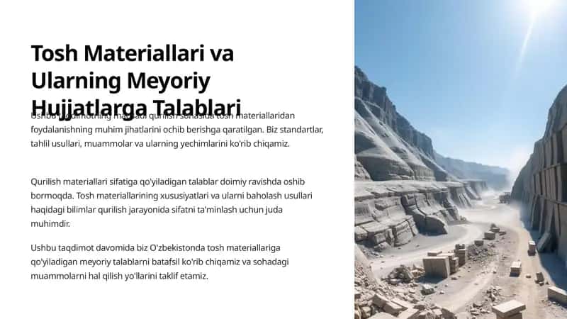 Tosh Materiallari va Ularning Meyoriy Hujjatlarga Talablari