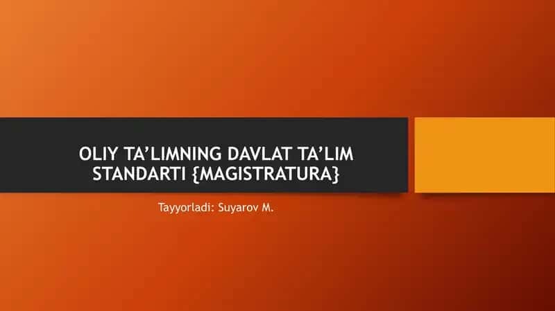 Oliy ta’limning Davlat ta’lim standarti {magistratura}