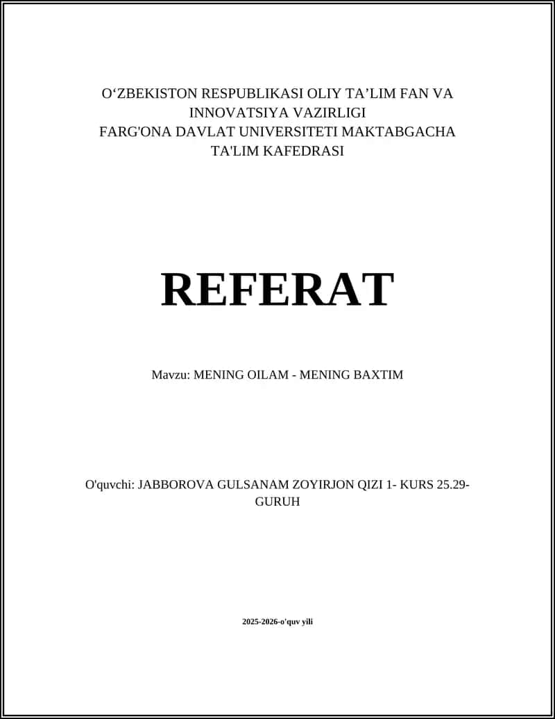 MENING OILAM - MENING BAXTIM