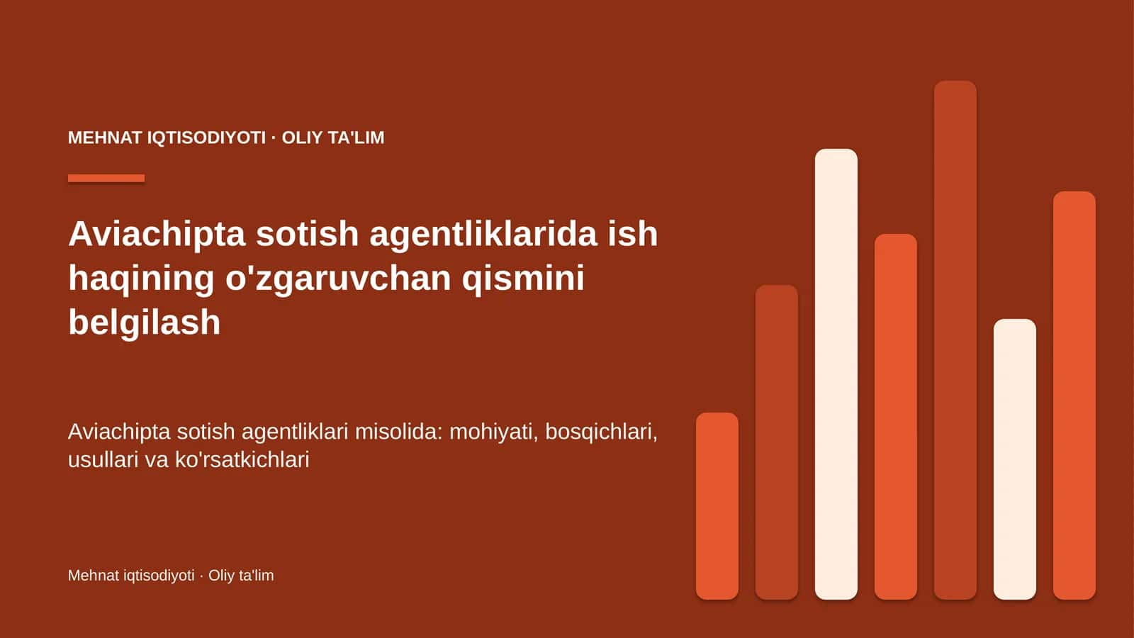 Aviachipta sotish agentliklarida ish haqining o'zgaruvchan qismini belgilash
