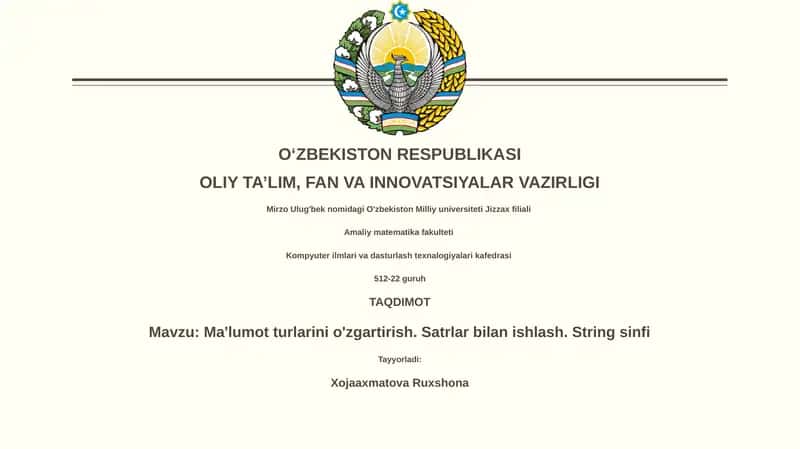 Ma'lumot turlarini o'zgartirish