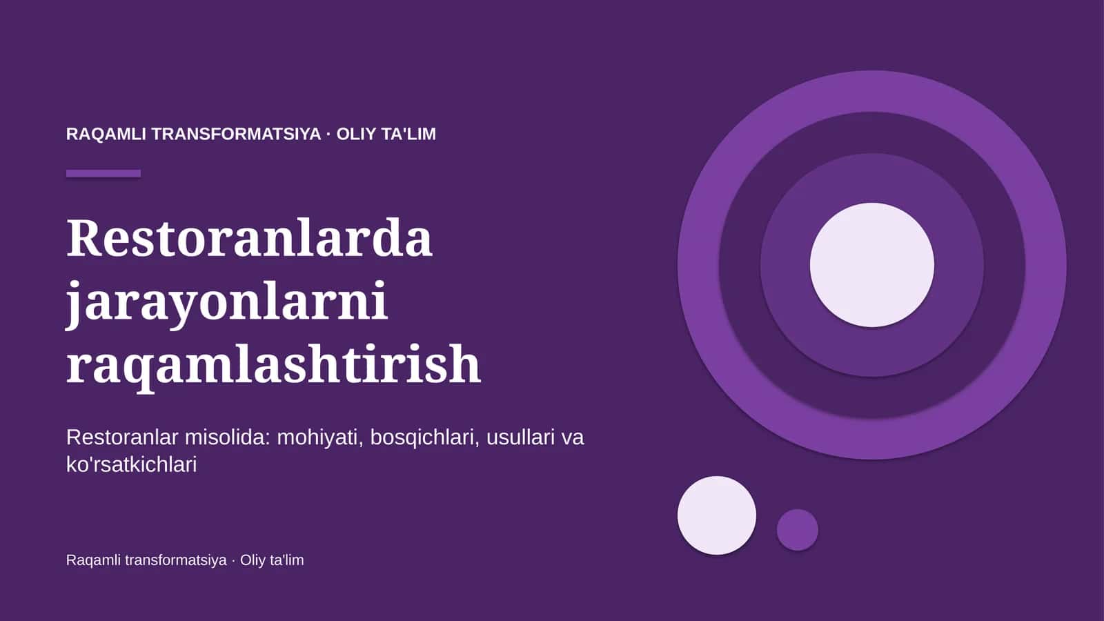 Restoranlarda jarayonlarni raqamlashtirish