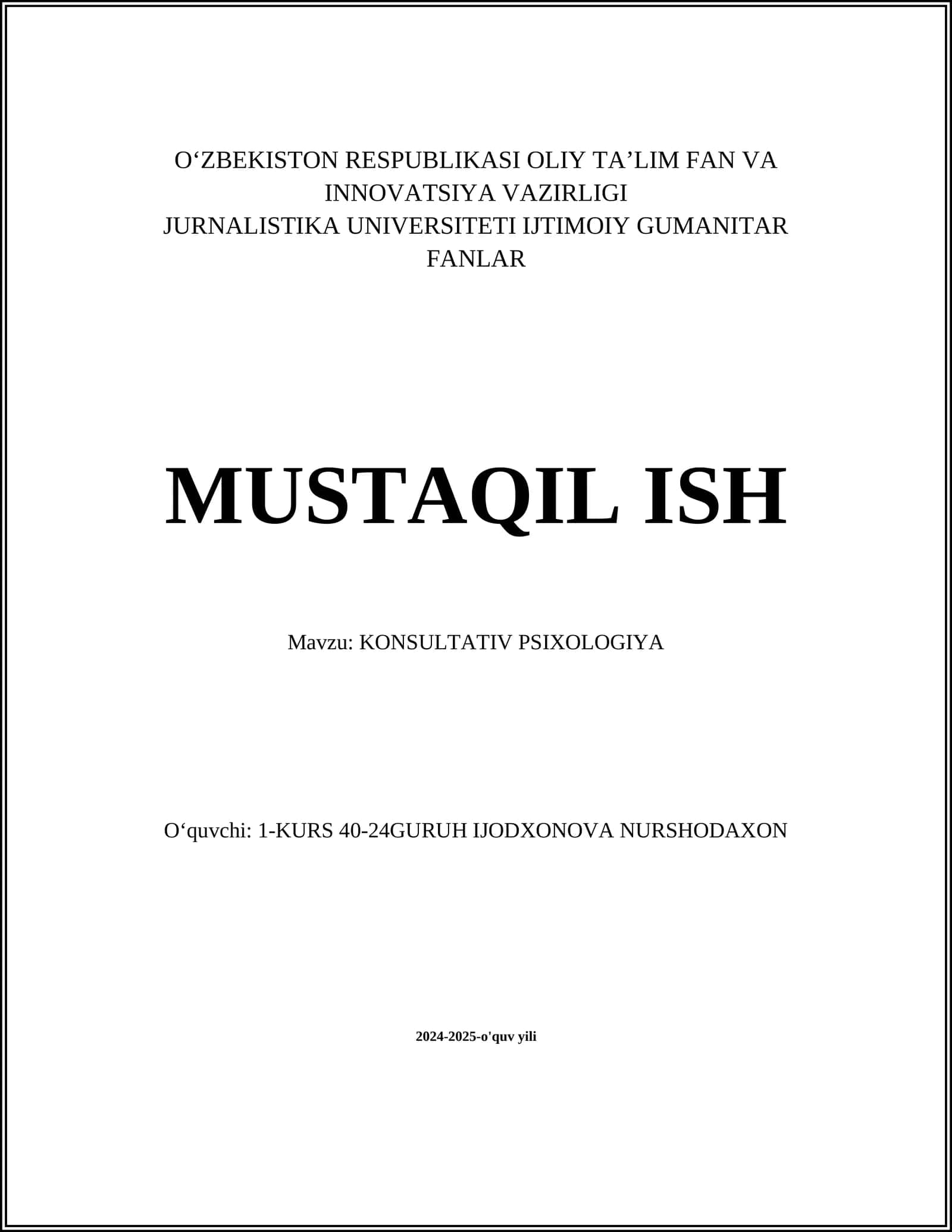 KONSULTATIV PSIXOLOGIYA