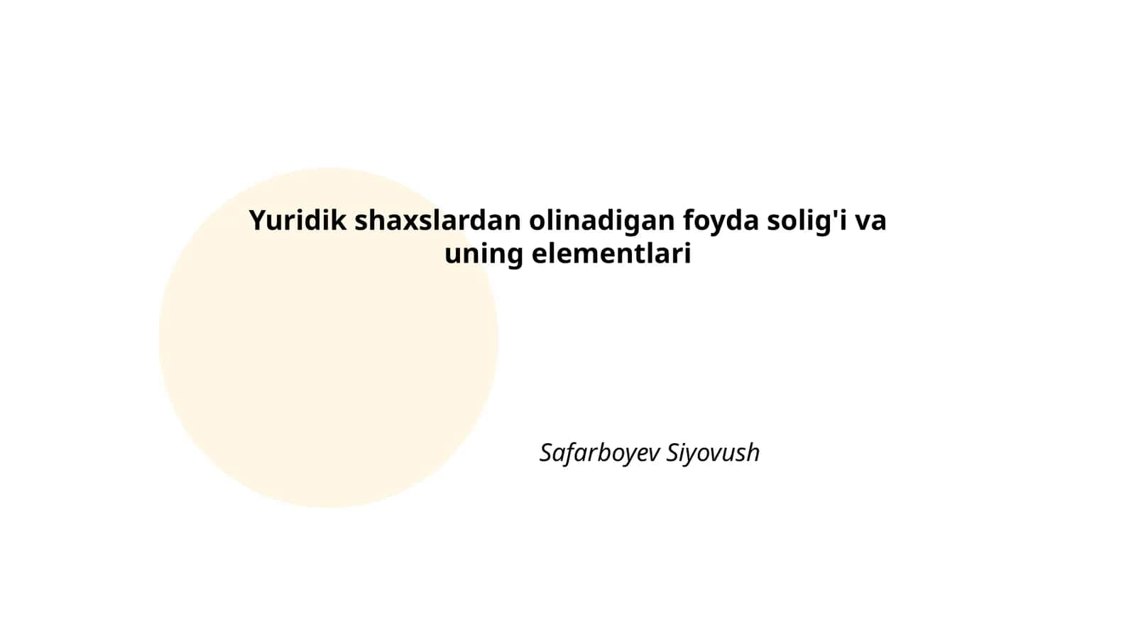 Foyda solig'i tushunchasi