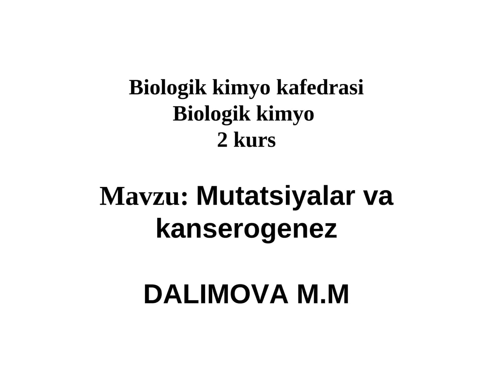 Mutatsiyalar va kanserogenez
