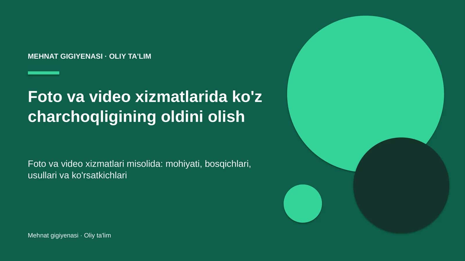 Foto va video xizmatlarida ko'z charchoqligining oldini olish