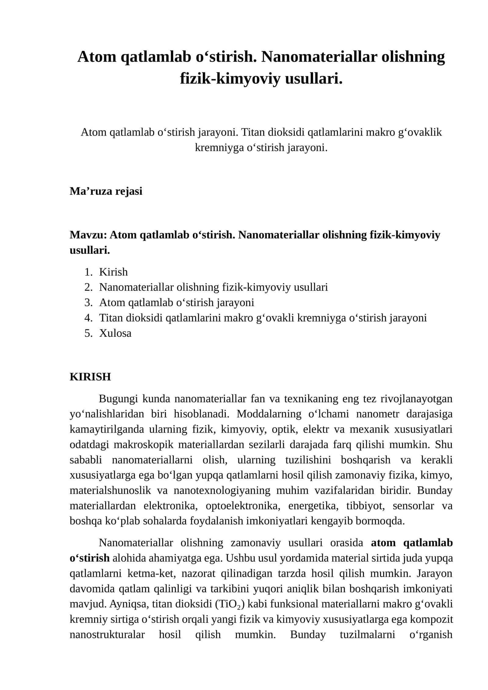 Atom qatlamlab o‘stirish