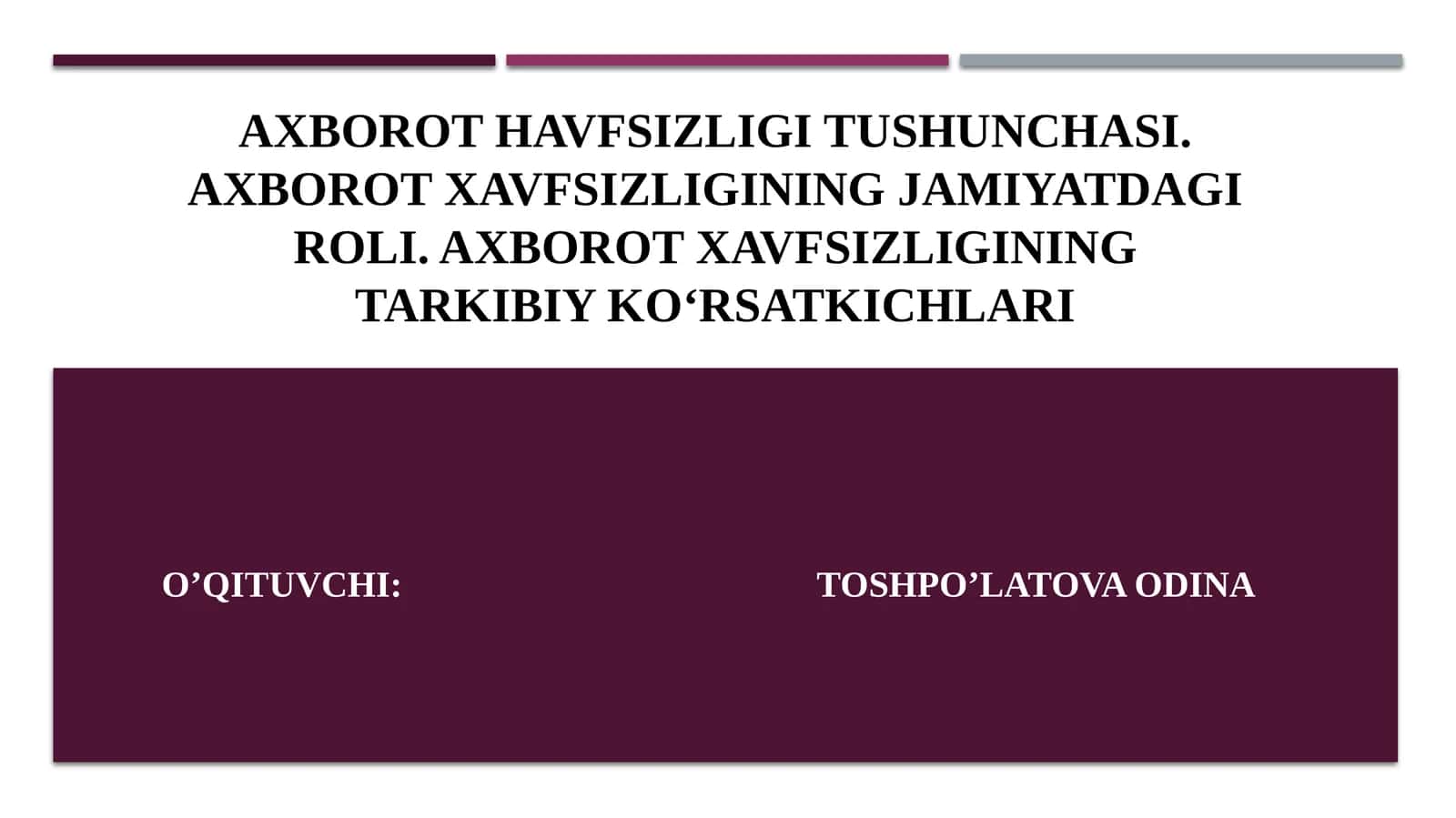 Axborot havfsizligi tushunchasi