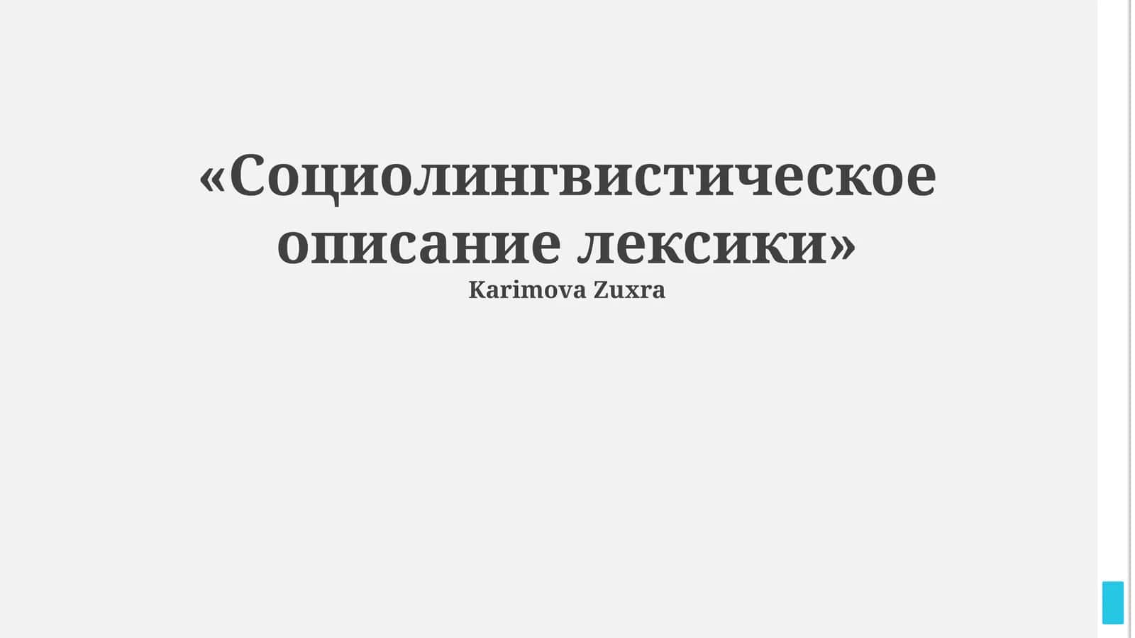Социолингвистическое описание лексики
