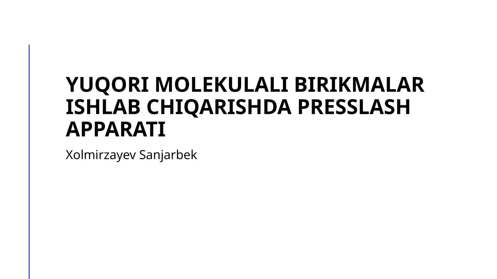 Yuqori molekulali birikmalar ishlab chiqarishda presslash apparati
