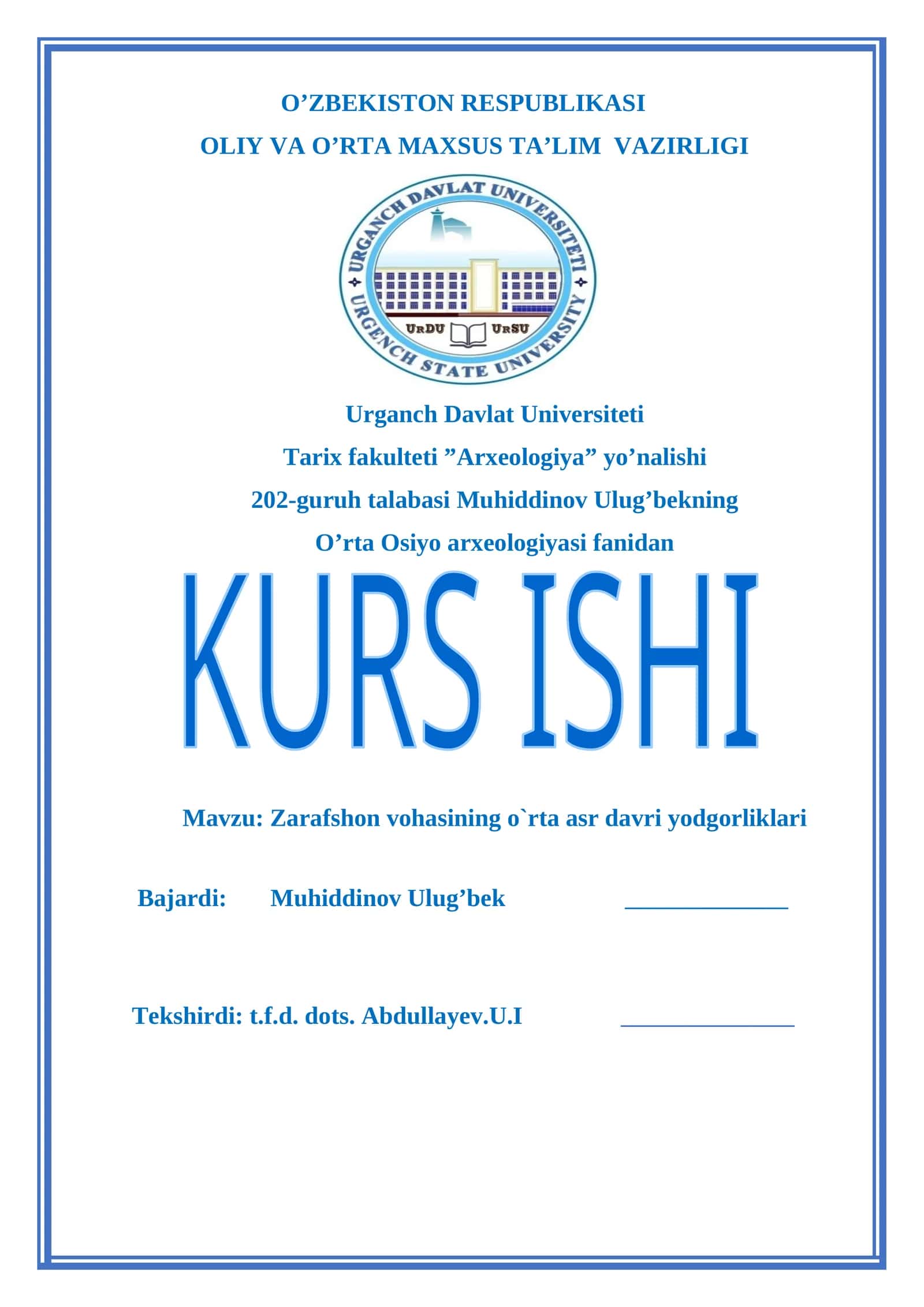 Zarafshon vohasining o`rta asr davri yodgorliklari