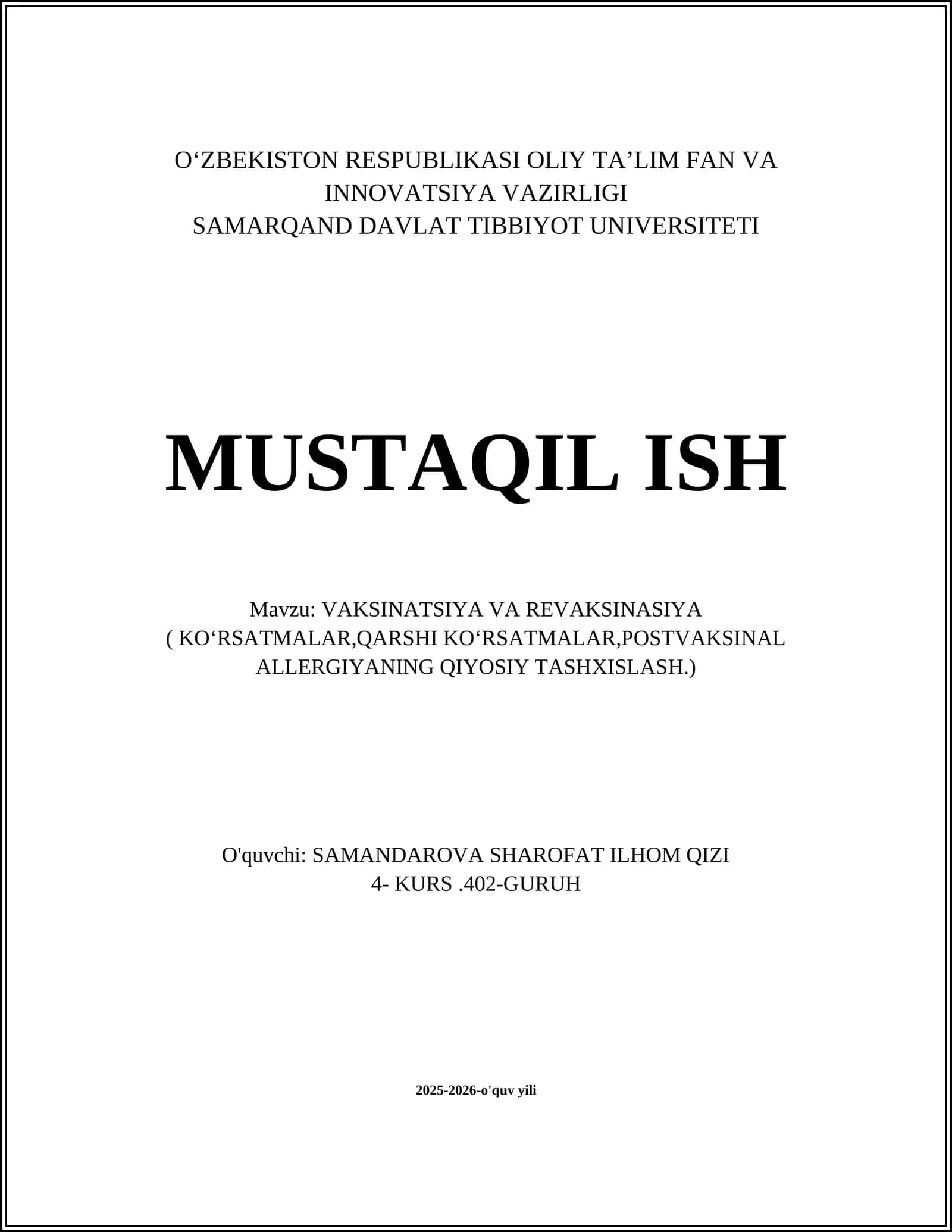 VAKSINATSIYA VA REVAKSINASIYA
