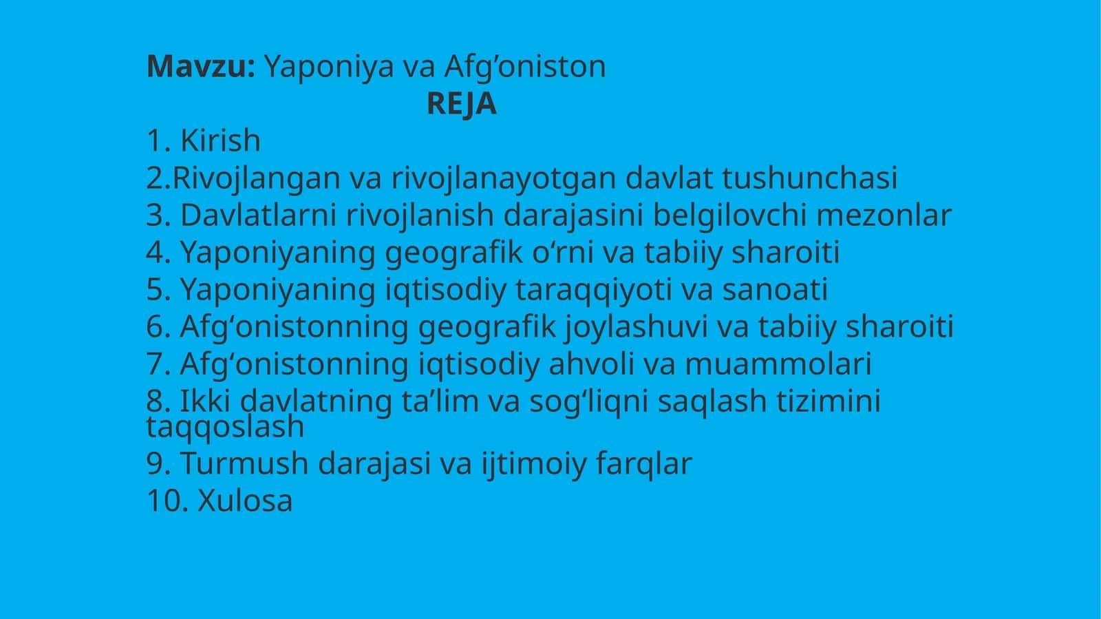 Yaponiya va Afgʻoniston