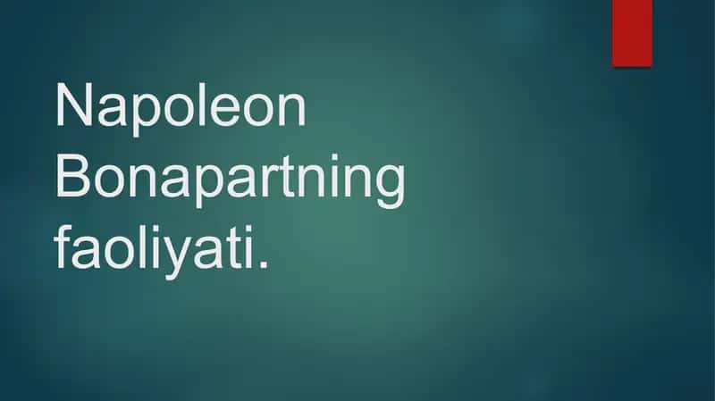 Napoleon Bonapartning faoliyati