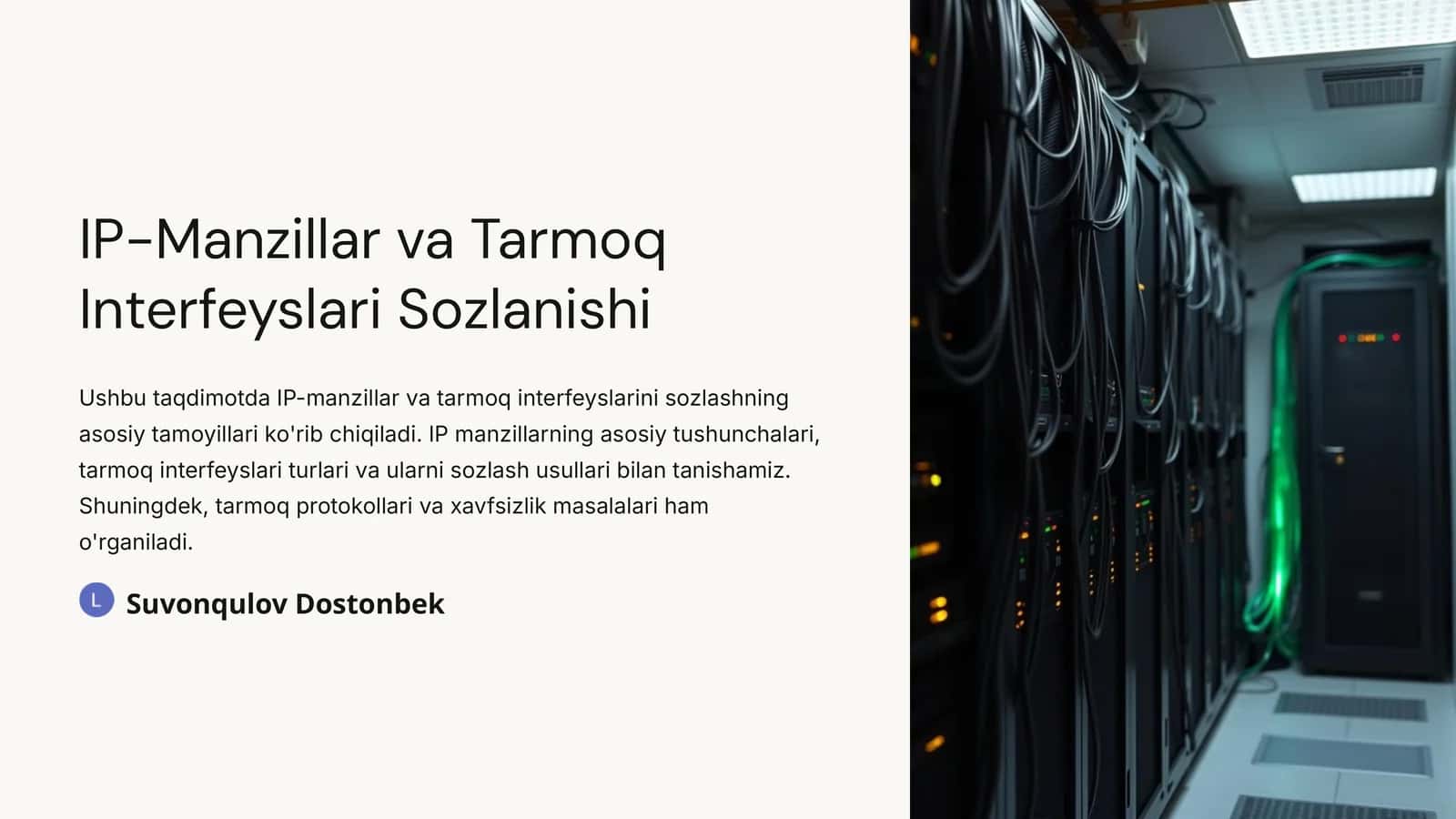 IP-Manzillar va Tarmoq Interfeyslari Sozlanishi