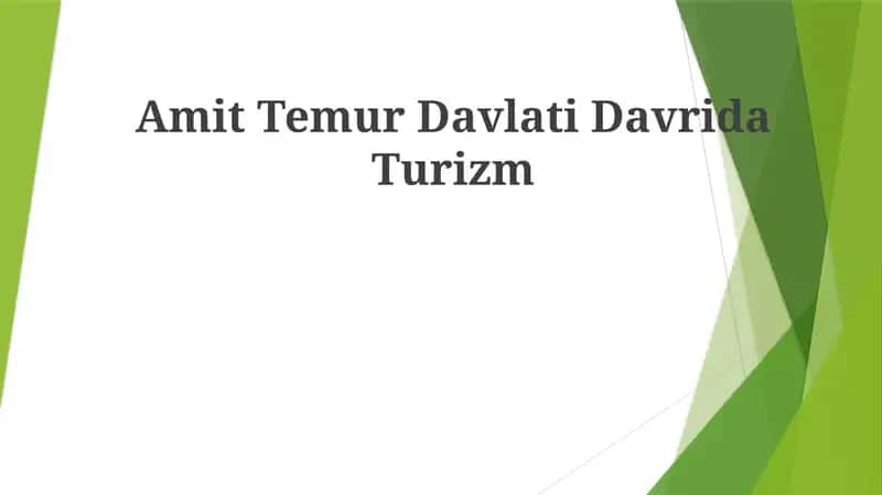 Amit Temur Davlati Davrida Turizm
