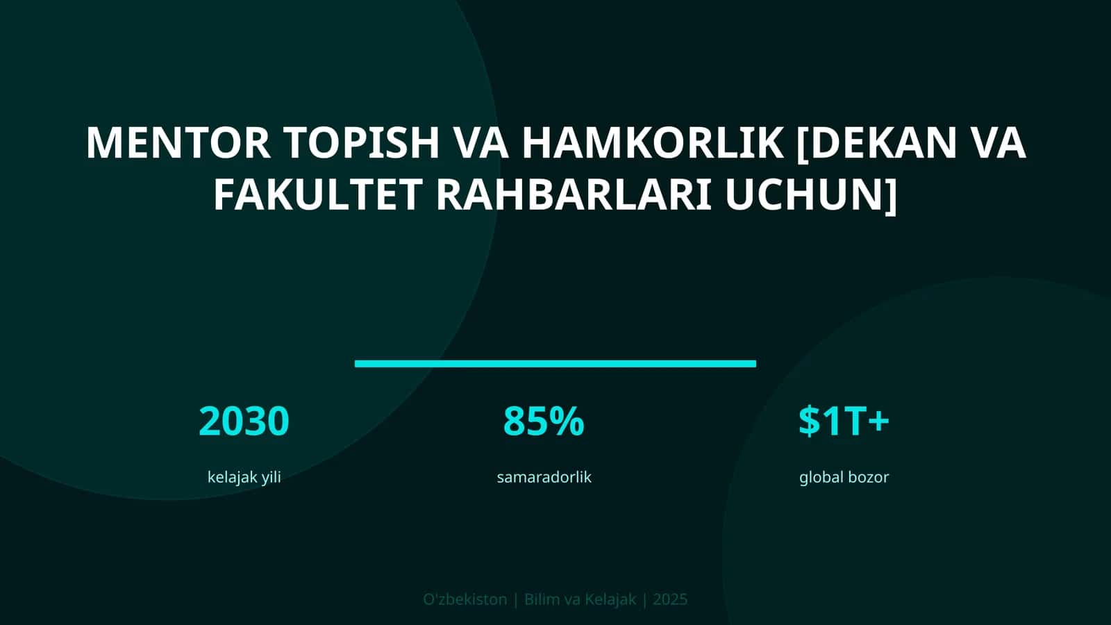 MENTOR TOPISH VA HAMKORLIK [DEKAN VA FAKULTET RAHBARLARI UCHUN]