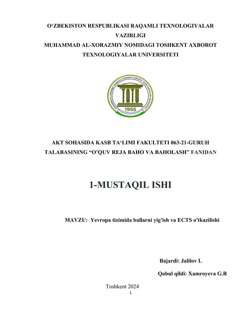 Yevropa tizimida ballarni yig'ish va ECTS o'tkazilishi
