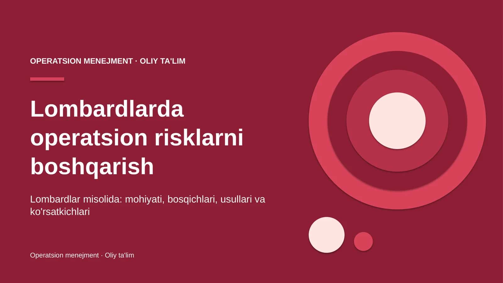 Lombardlarda operatsion risklarni boshqarish