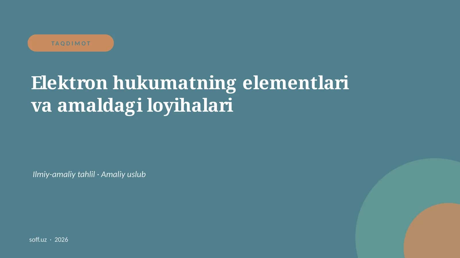 Elektron hukumatning elementlari va amaldagi loyihalari