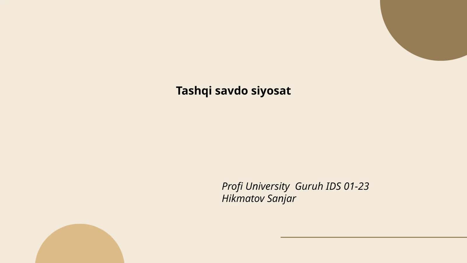 Tashqi savdo siyosati va uning ahamiyati