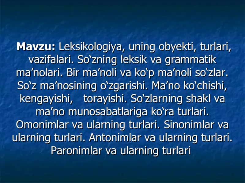Leksikologiya