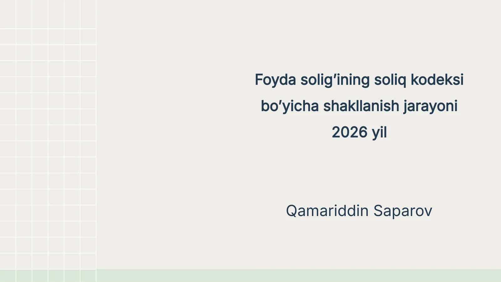 Foyda soligʼi bo'yicha shakllanish jarayoni 2026 yil