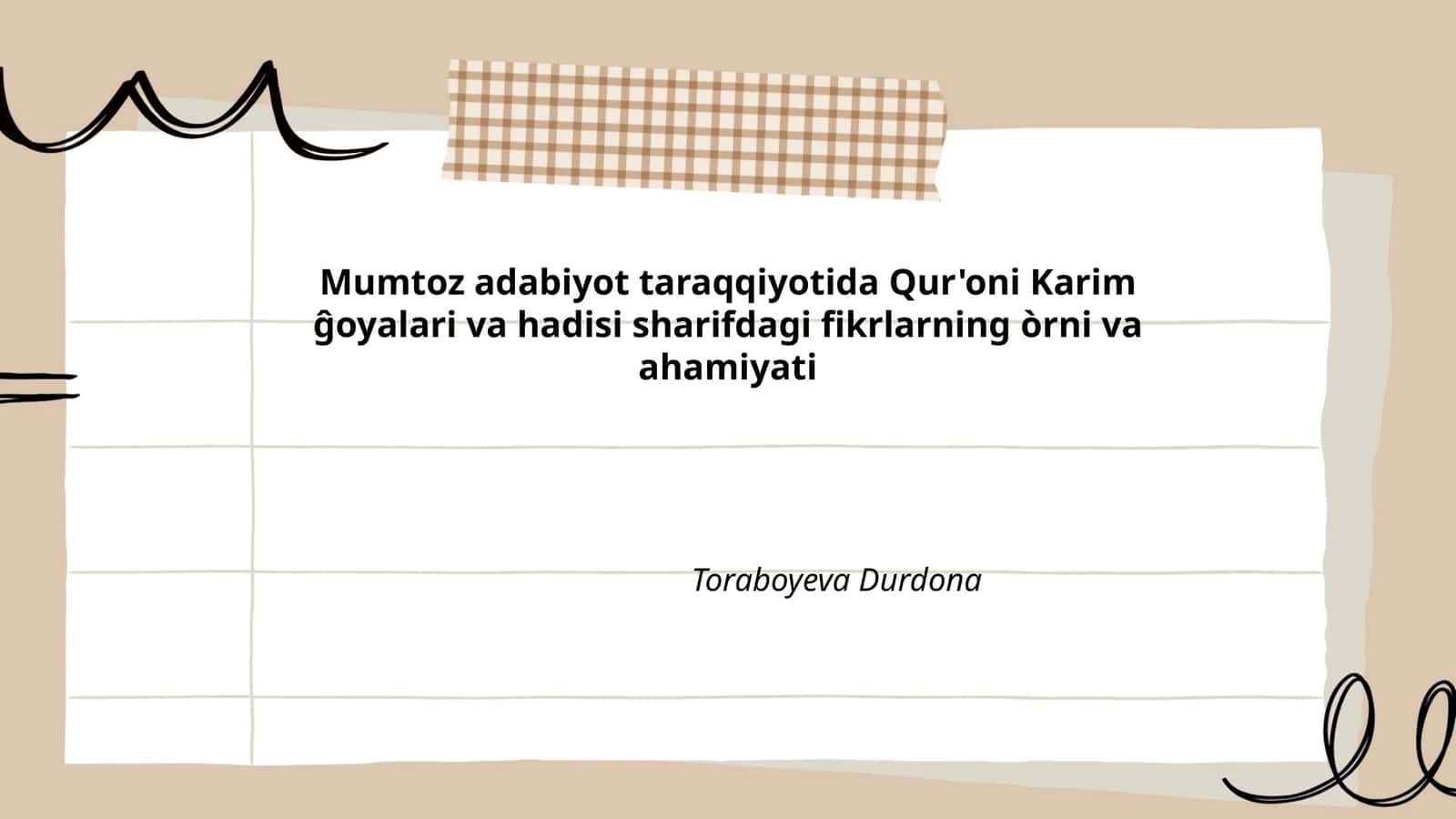 Mumtoz adabiyot taraqqiyotida Qur'oni Karim ĝoyalari va hadisi sharifdagi fikrlarning òrni va ahamiyati