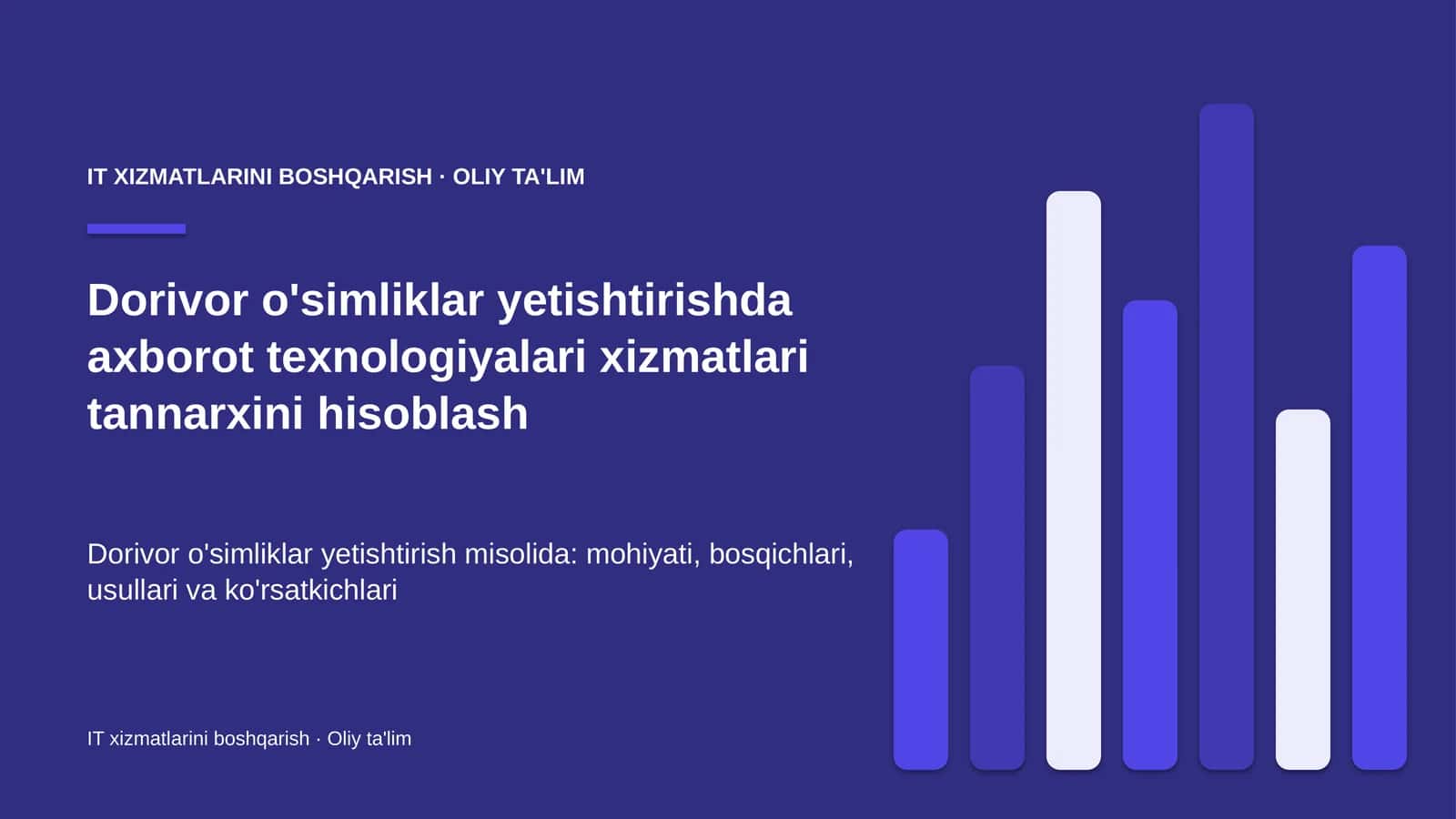 IT XIZMATLARINI BOSHQARISH · OLIY TA'LIM