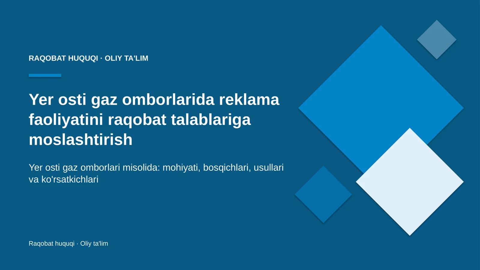 Yer osti gaz omborlarida reklama faoliyatini raqobat talablariga moslashtirish