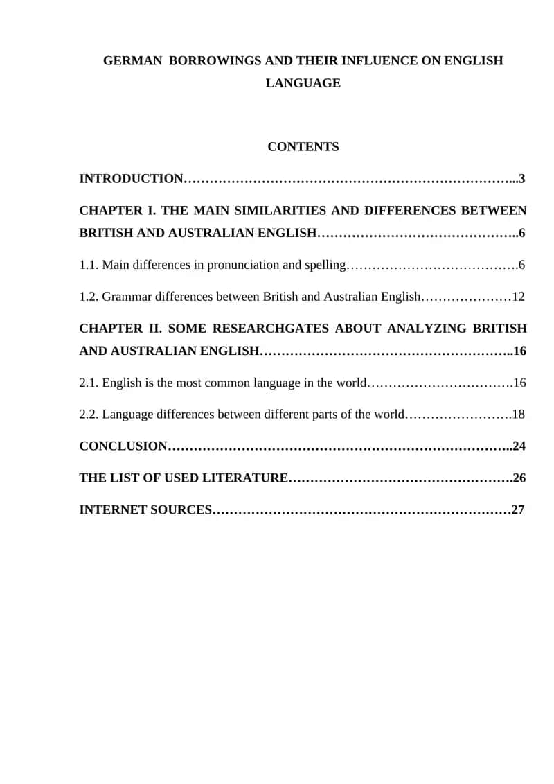 GERMAN BORROWINGS AND THEIR INFLUENCE ON ENGLISH LANGUAGE