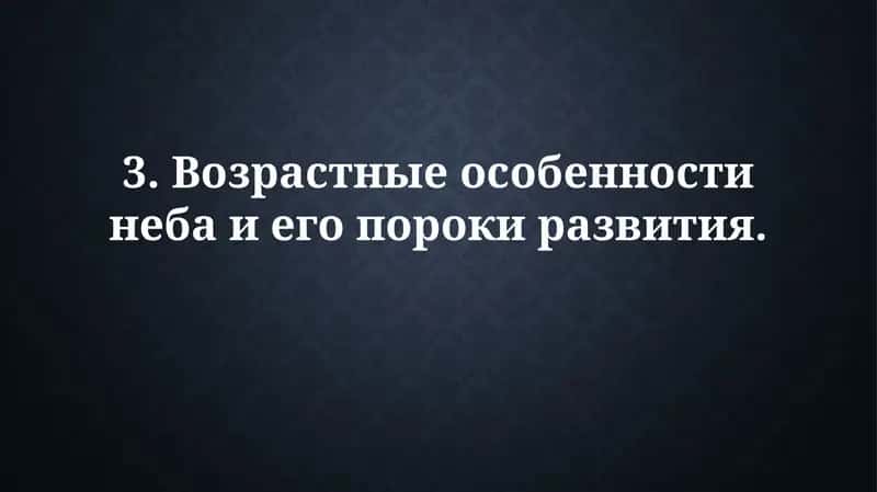 Возрастные особенности неба и его порокиразвития