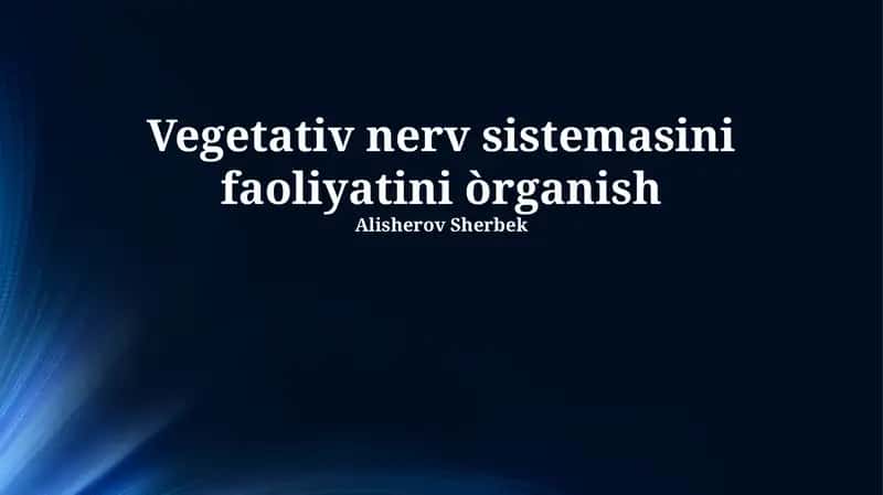 Avtonom Nerv Sistemasi Kasalliklari