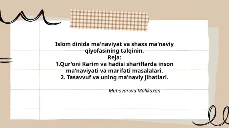 Ma'naviyat va shaxs ma'naviy qiyofasi