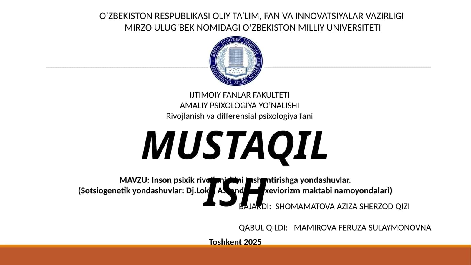 Inson psixik rivojlanishi